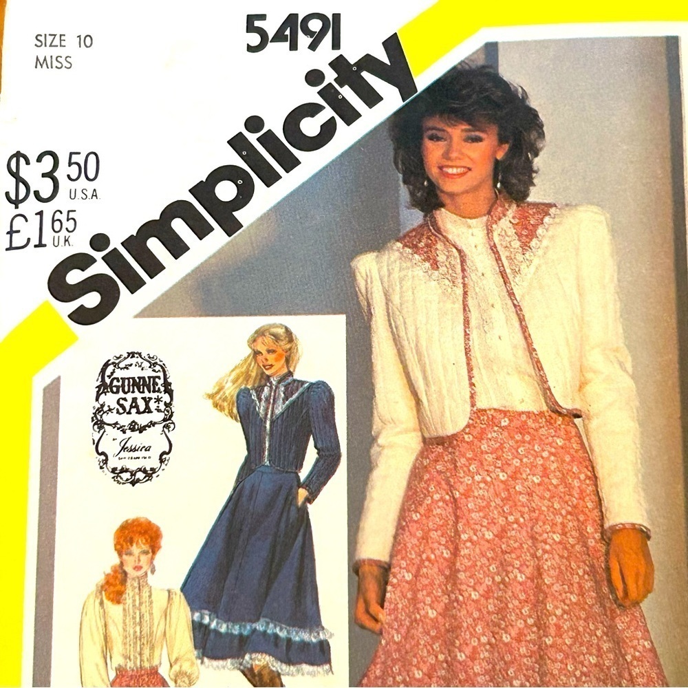 Vintage 1982 Simplicity 5491 Pattern Misses Size 10 Gunne Sax Skirt Top Jacket - Picture 3 of 8